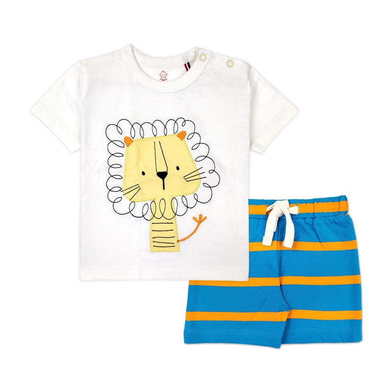 ARIEL Baby Boys & Baby girls Cotton Printed Round Neck Half Sleeve T-shirt & Short Latest Summer Clothing Sets (AR-BHALFSS-36-KATEMBBLSTR_Multicolor_3-6 months) - Image 4
