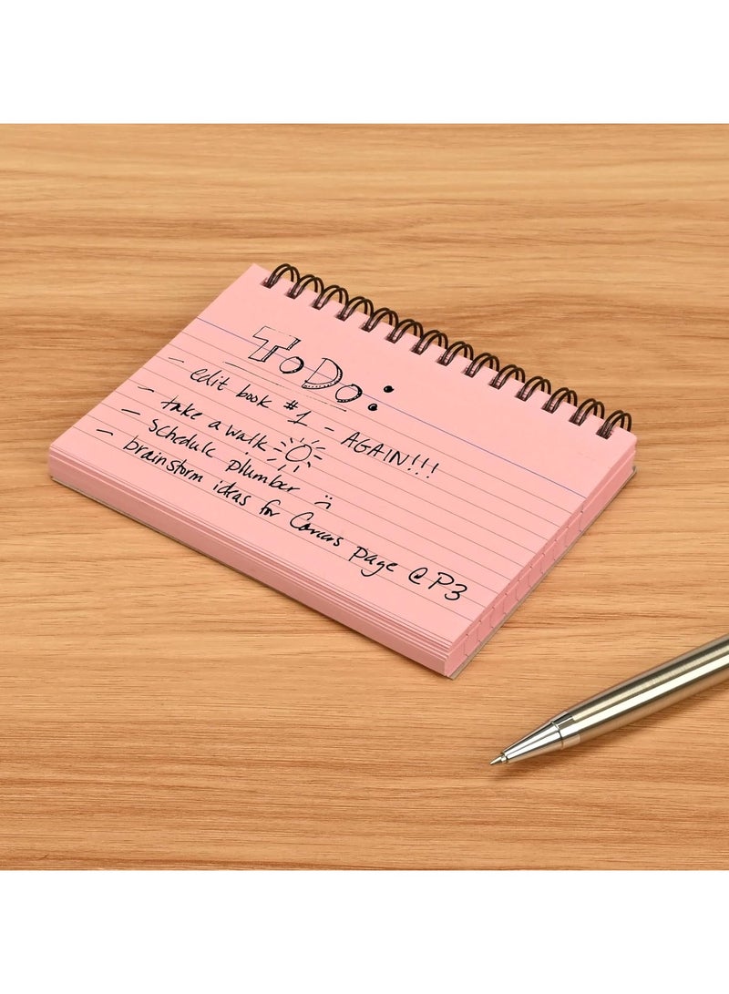 FIS® Ruled Record Cards, Size:5"x3" Inches (127x76mm), Double Loop Spiral Binding, Two Sides Single Ruled, 180gsm, Perforated, 50 Sheets Per Pad, Packet of 3 Pieces, Pink Color-FSIC53-180SPPI-3 - Image 3