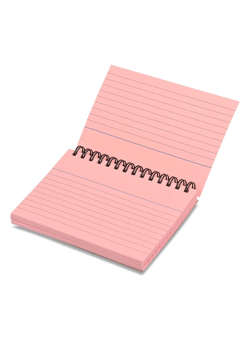 FIS® Ruled Record Cards, Size:5"x3" Inches (127x76mm), Double Loop Spiral Binding, Two Sides Single Ruled, 180gsm, Perforated, 50 Sheets Per Pad, Packet of 3 Pieces, Pink Color-FSIC53-180SPPI-3 - Image 4