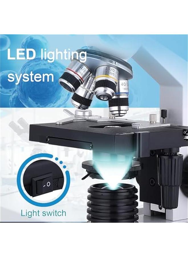 Arabest Compound Trinocular Microscope 40X-5000X Magnification, Research Grade Professional Microscope, Two Levels of Mechanical Stage LED Illumination, USB Video Camera with Microscope for Adults - Image 5