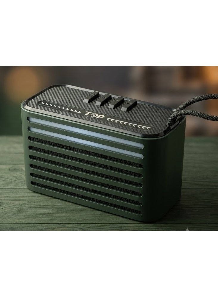 TOP T303 Portable Bluetooth Speaker 5W Wireless Speaker with RGB Lights, Strong Bass, TF Card & AUX Support, 1200mAh Rechargeable Battery - Green - Image 1
