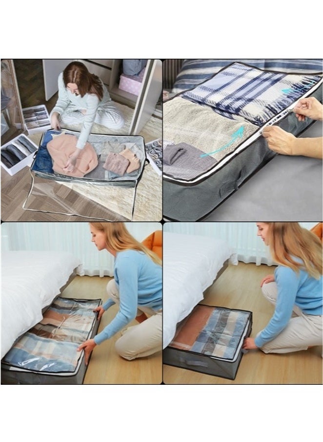 XiuWoo 4 Pack Clothes Storage Bag Organizer,90L Large Capacity Organizer,Under Bed Storage Bags,Blanket Storage Containers Organizers,Reinforced Handle,Foldable,Storage Bins,For Home Storage  - Image 3