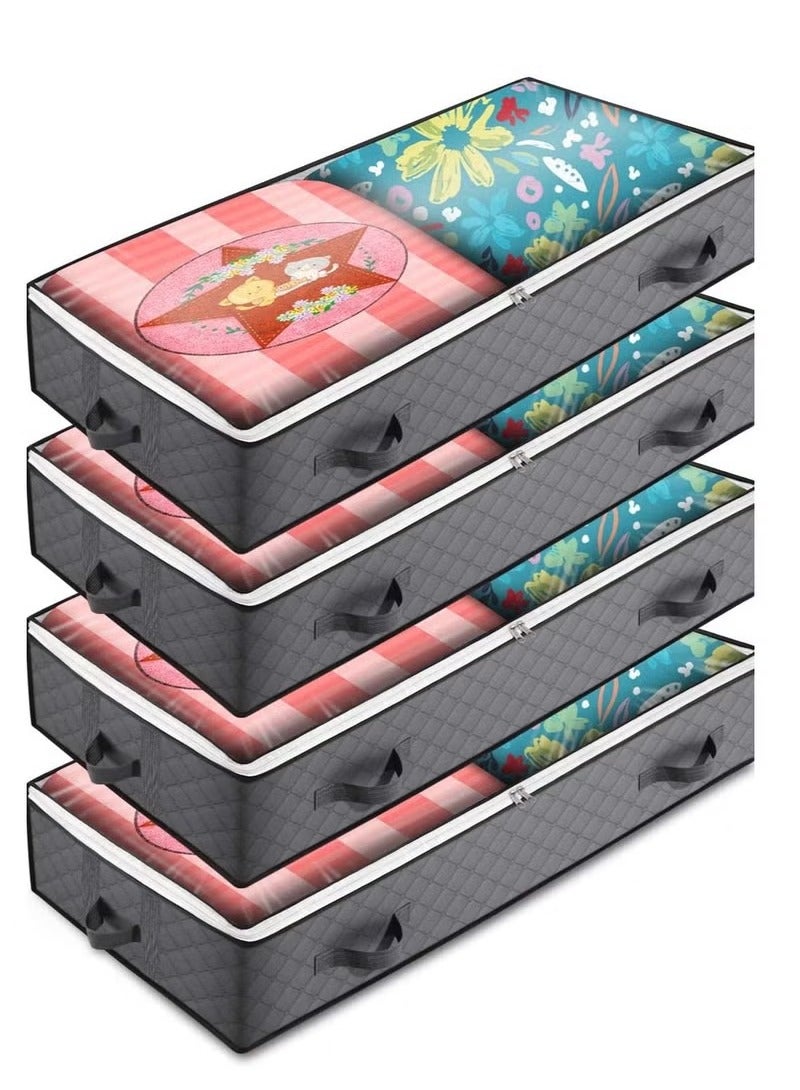 XiuWoo 4 Pack Clothes Storage Bag Organizer,90L Large Capacity Organizer,Under Bed Storage Bags,Blanket Storage Containers Organizers,Reinforced Handle,Foldable,Storage Bins,For Home Storage  - Image 1