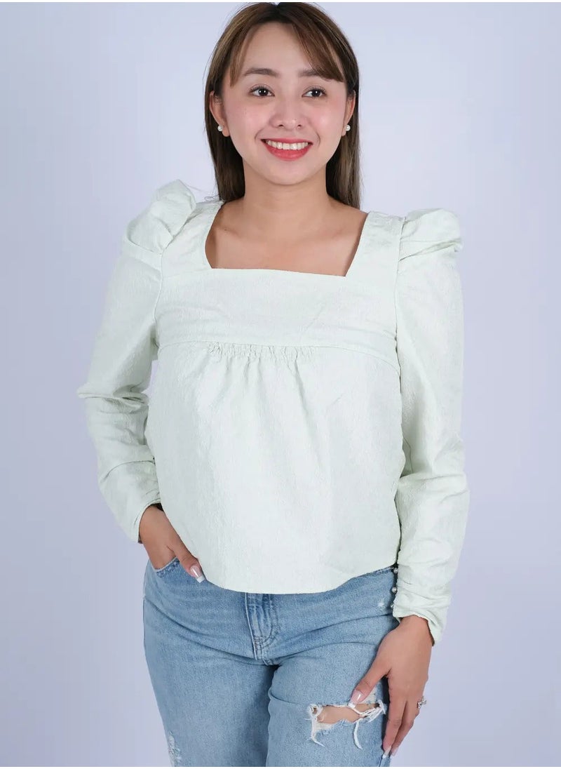 ONLY - Women’s Ambrosia Puff Sleeve Top Woven in Ambrosia - Image 1