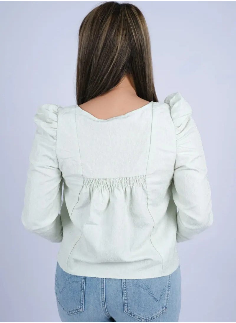 ONLY - Women’s Ambrosia Puff Sleeve Top Woven in Ambrosia - Image 1