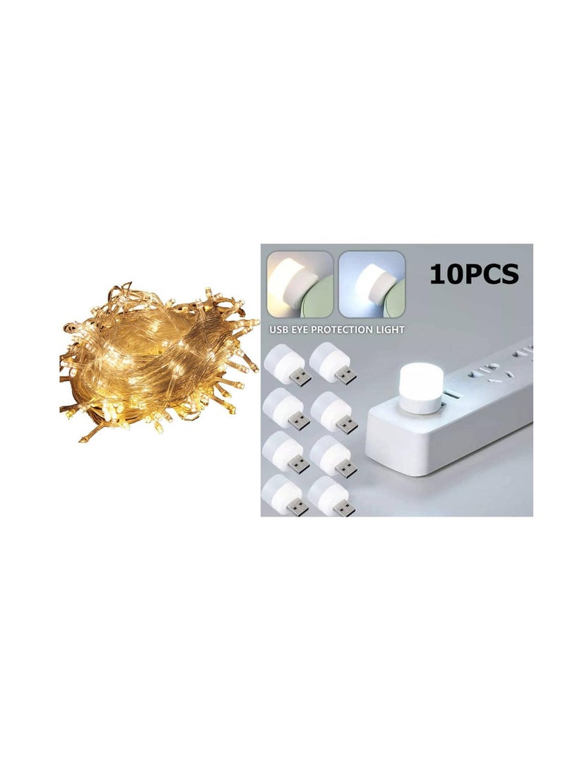 10 لمبة usb وناسة وشريط اضاءة للزينة