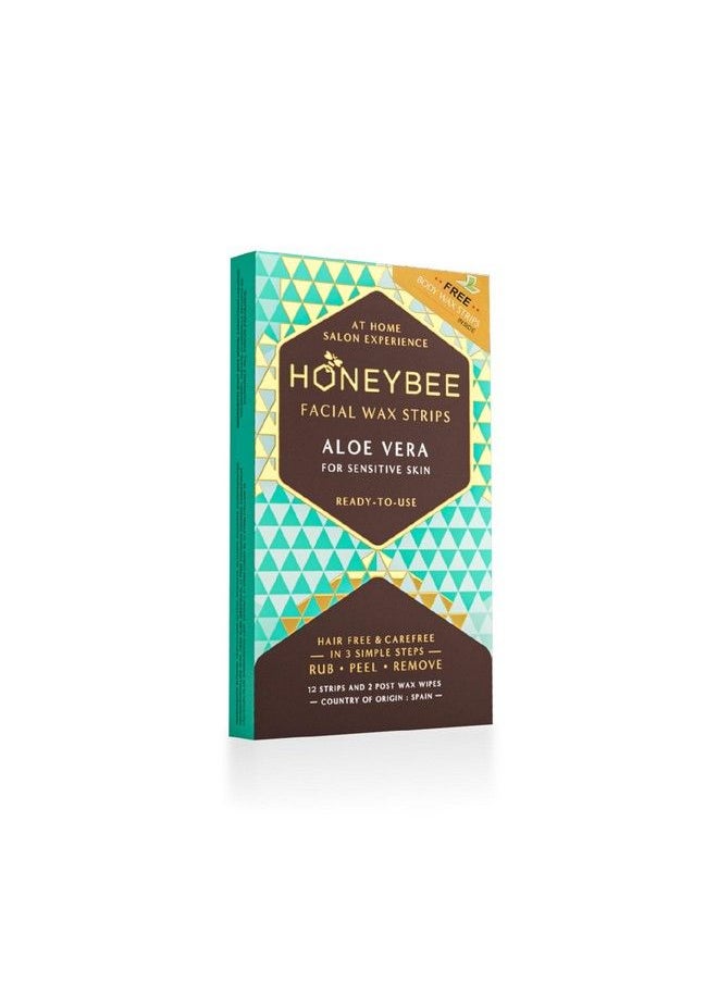 HONEYBEE - Facial Hair Removal Wax Strip Vegan Wax Strips For Women (12 Strips) - Image 1