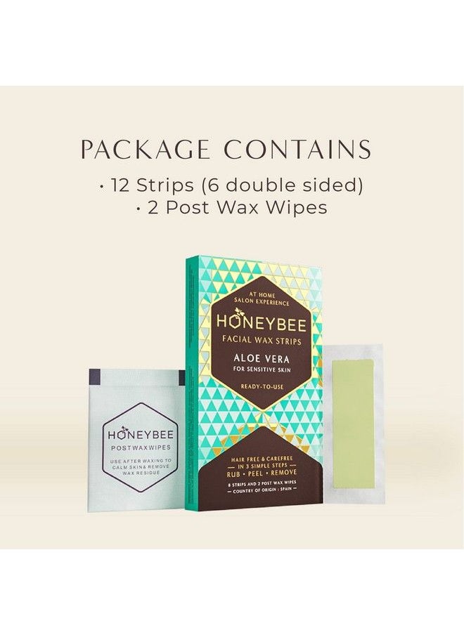 HONEYBEE - Facial Hair Removal Wax Strip Vegan Wax Strips For Women (12 Strips) - Image 1
