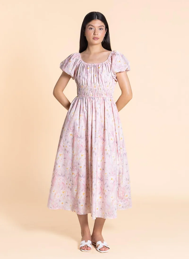 شايبس Floral Cotton Midi Dress