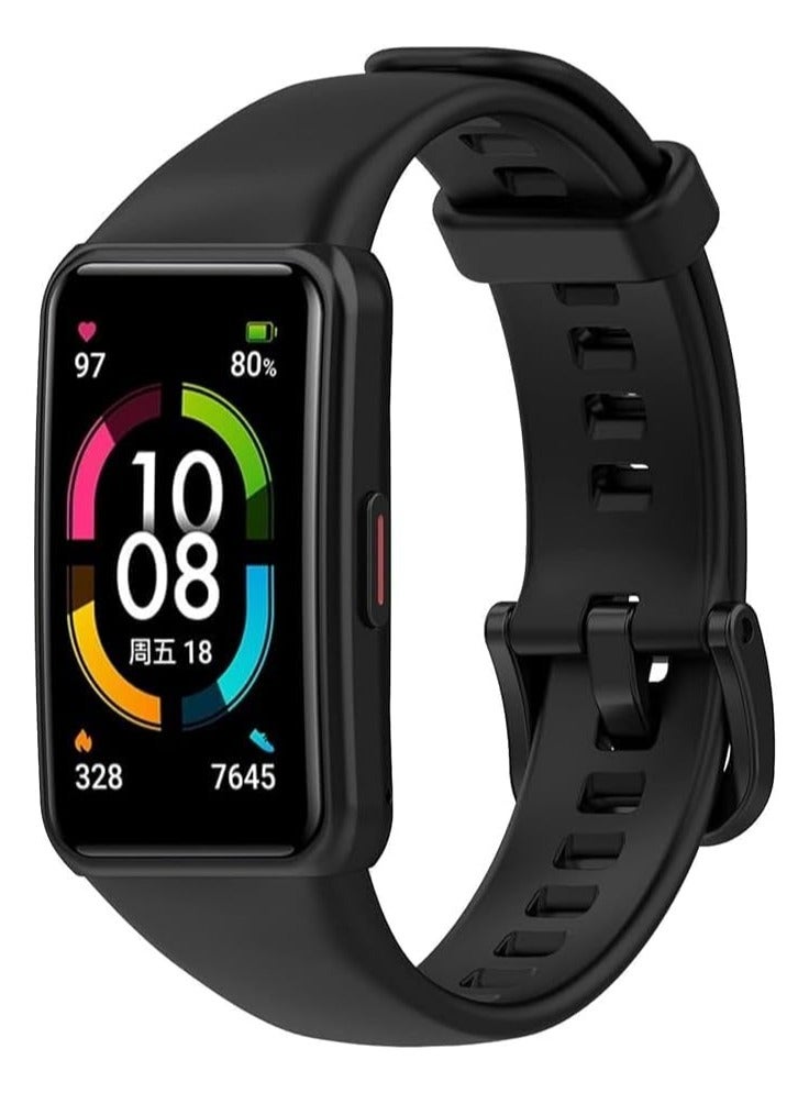 ten.tech Huawei Band 6 Smart Watch Soft Silicone Sport Band Breathable Band for Honor Band 6 by Tentech – Black - Image 2