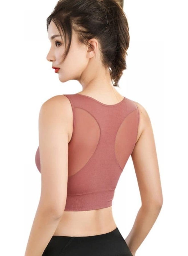 Rubik Sports Bra for Women, Shockproof Quick Dry Padded Seamless Sports Bra for Yoga Gym Training Running Workout Fitness (Brick Red, Medium) - Image 1