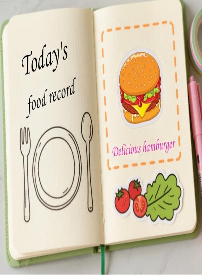 Top label 300 Pcs Cute Hamburger Planner Stickers,1 Inch Hamburger Cartoon Food Sticker,Happy Cute Funny Hamburger Sticker for Plan Scrapbooking Kids DIY Calendar Crafting - Image 3