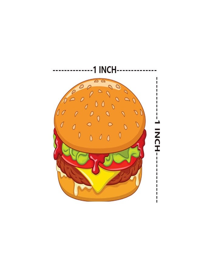 Top label 300 Pcs Cute Hamburger Planner Stickers,1 Inch Hamburger Cartoon Food Sticker,Happy Cute Funny Hamburger Sticker for Plan Scrapbooking Kids DIY Calendar Crafting - Image 2