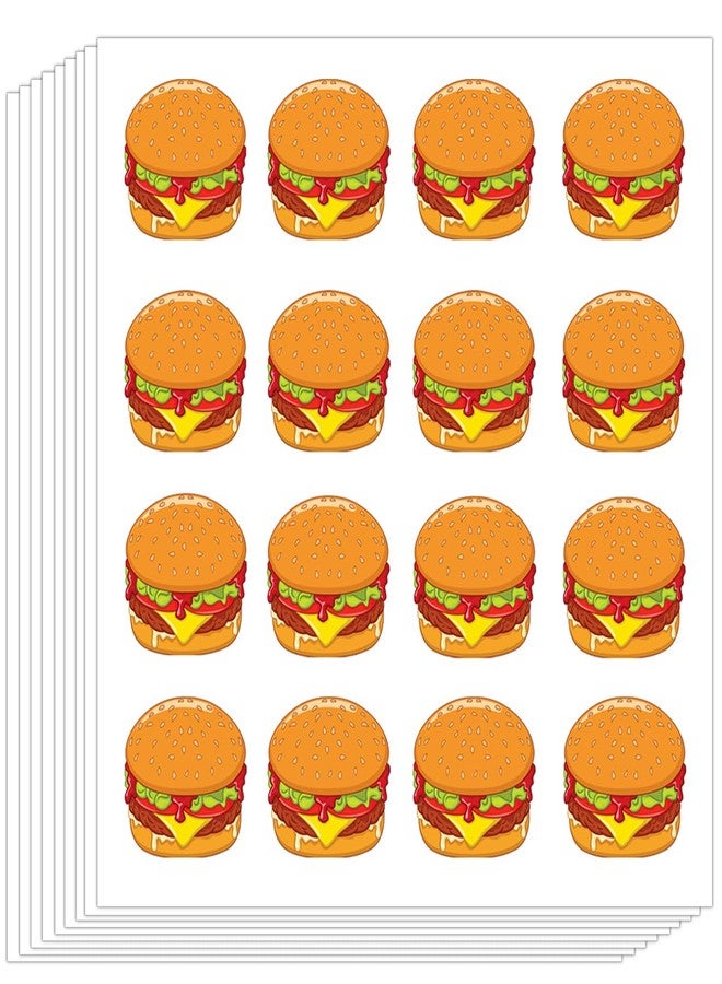 Top label 300 Pcs Cute Hamburger Planner Stickers,1 Inch Hamburger Cartoon Food Sticker,Happy Cute Funny Hamburger Sticker for Plan Scrapbooking Kids DIY Calendar Crafting - Image 1