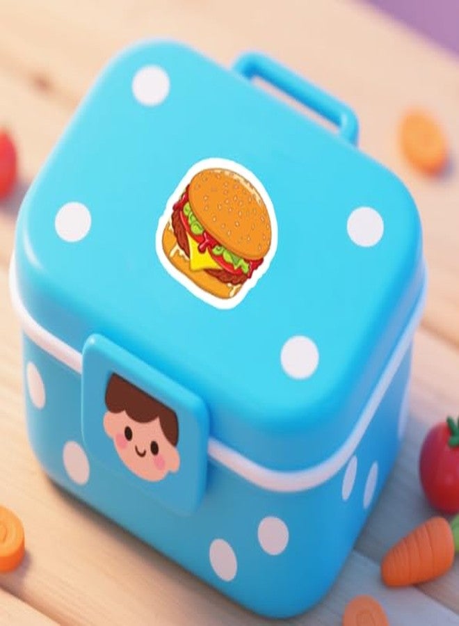 Top label 300 Pcs Cute Hamburger Planner Stickers,1 Inch Hamburger Cartoon Food Sticker,Happy Cute Funny Hamburger Sticker for Plan Scrapbooking Kids DIY Calendar Crafting - Image 4