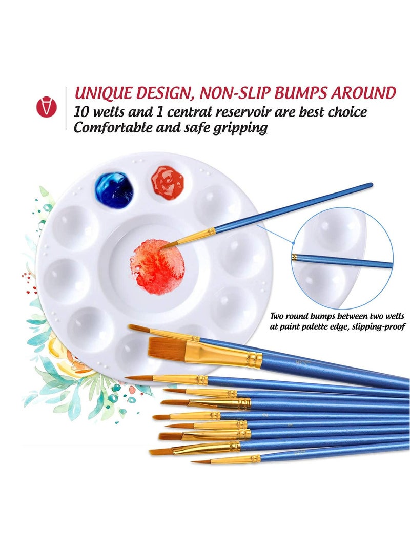 SOLARAE Paint Brushes Palettes Set, 2 Packs/20pcs Round Pointed Tip Nylon Hair Brushes with 5 Paint Palettes for Acrylic Watercolor Oil Gouache Enamel or Birthday Painting Party, Suitable for Adult, Children - Image 4