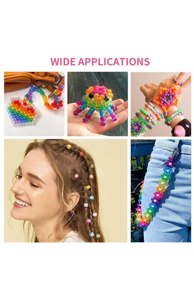 Beads Bracelet Making Kit for Beginners, 12000pcs 24 Colors Polymer Flat Round Clay Beads Kit with 800pcs Letter Beads, Pendant Charms and Elastic Strings for Crafts - Image 5