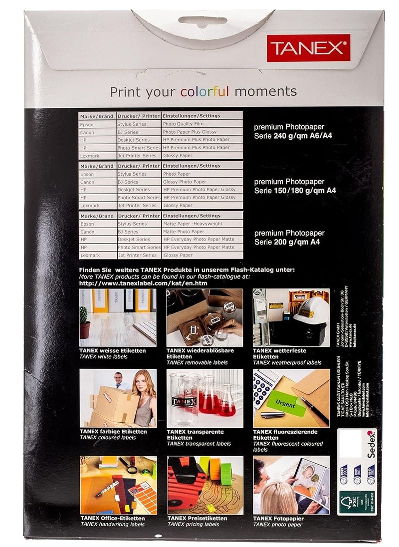 TANEX 10-Premium White High Glossy Photo Paper 150gsm Thickness A4 Size  - Image 2