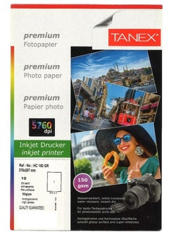 TANEX 10-Premium White High Glossy Photo Paper 150gsm Thickness A4 Size  - Image 1