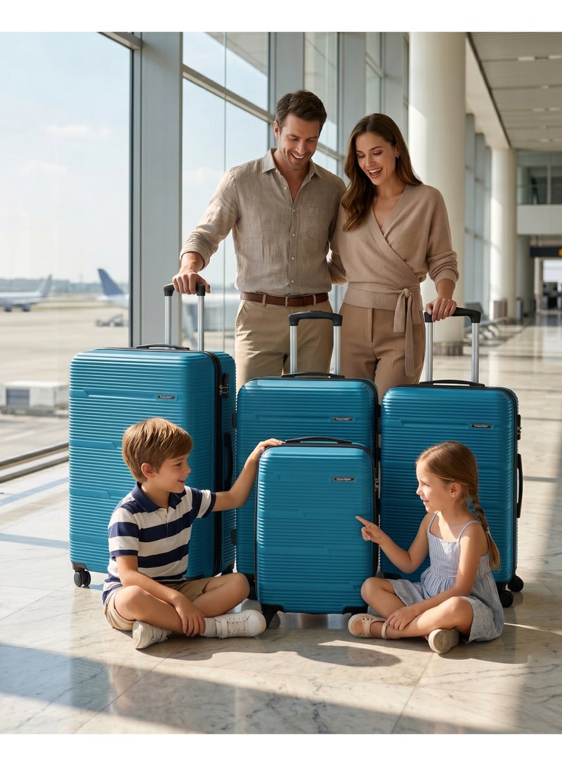 ZAAPPY Hard Shell Horizon Line ABS Lightweight 4 PCS SET (20/24/28/32 Inch) Luggage, Combination Lock Suitcase - Image 2