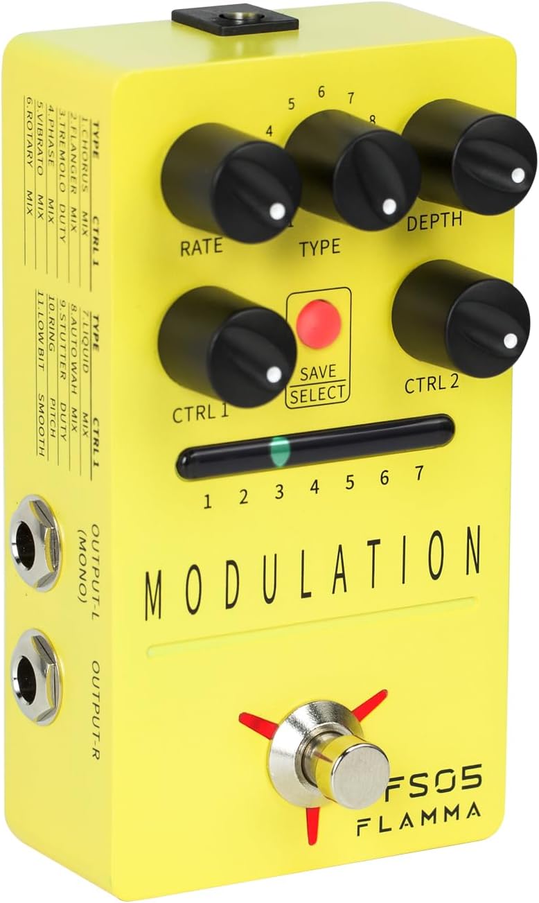 FLAMMA FS05 Multi Modulation Pedal Electric Guitar Stereo Effects Pedal with 7 Storable Slots 11 Modulation Effects True Bypass - Image 1