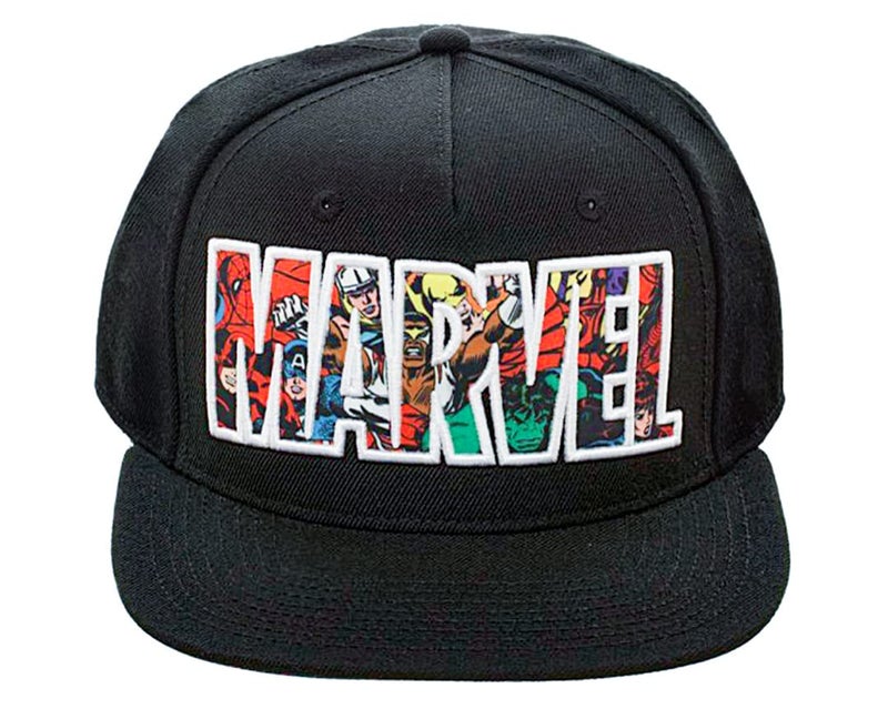 Bioworld Marvel Comic Logo Sublimated Bill Snapback Cap Hat Black - Image 1
