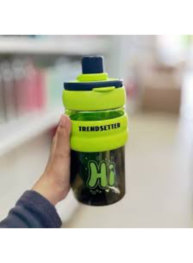 Generic valueable 1 Clear sports water bottle with "Hi" print - modern design with a protective, non-slip silicone band and a secure lid, suitable for the gym, sports, and school. - Image 4