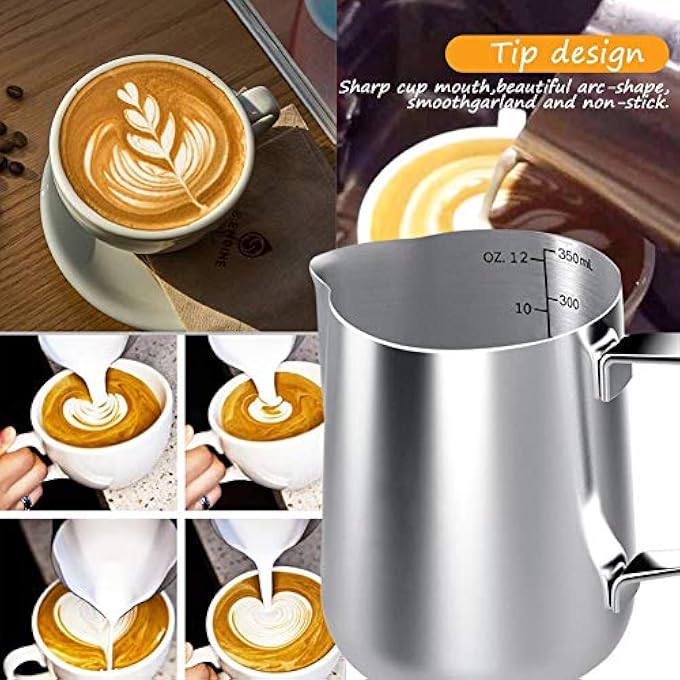 Unity Milk Frothing Pitcher 12Oz Milk Frother Cup Espresso Cup Stainless Steel - Image 4