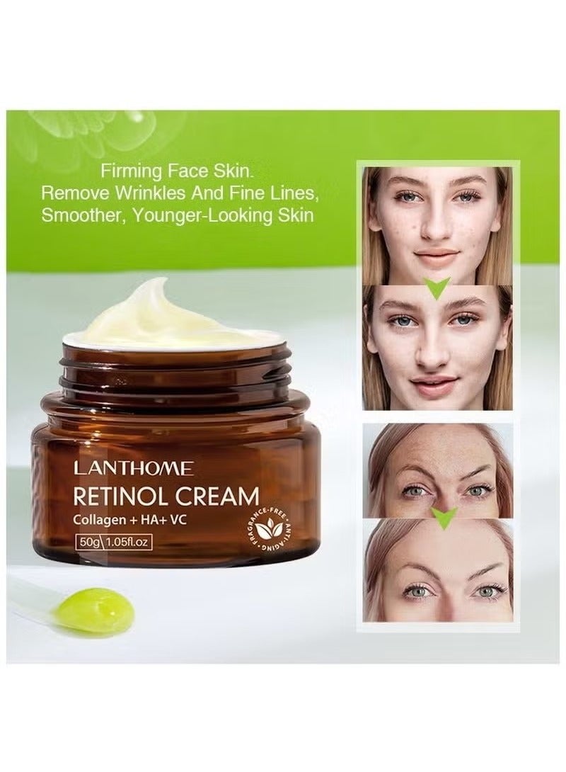 Lanthome 50g Retinol Cream for Face Retinol Face and Body Cream Reduce File Lines and Wrinkles with Collagen Hyaluronic Acid Vitamin C and 2.5% Retinol Anti Aging Tighten and Smooth Skin Retinol Cream - Image 2