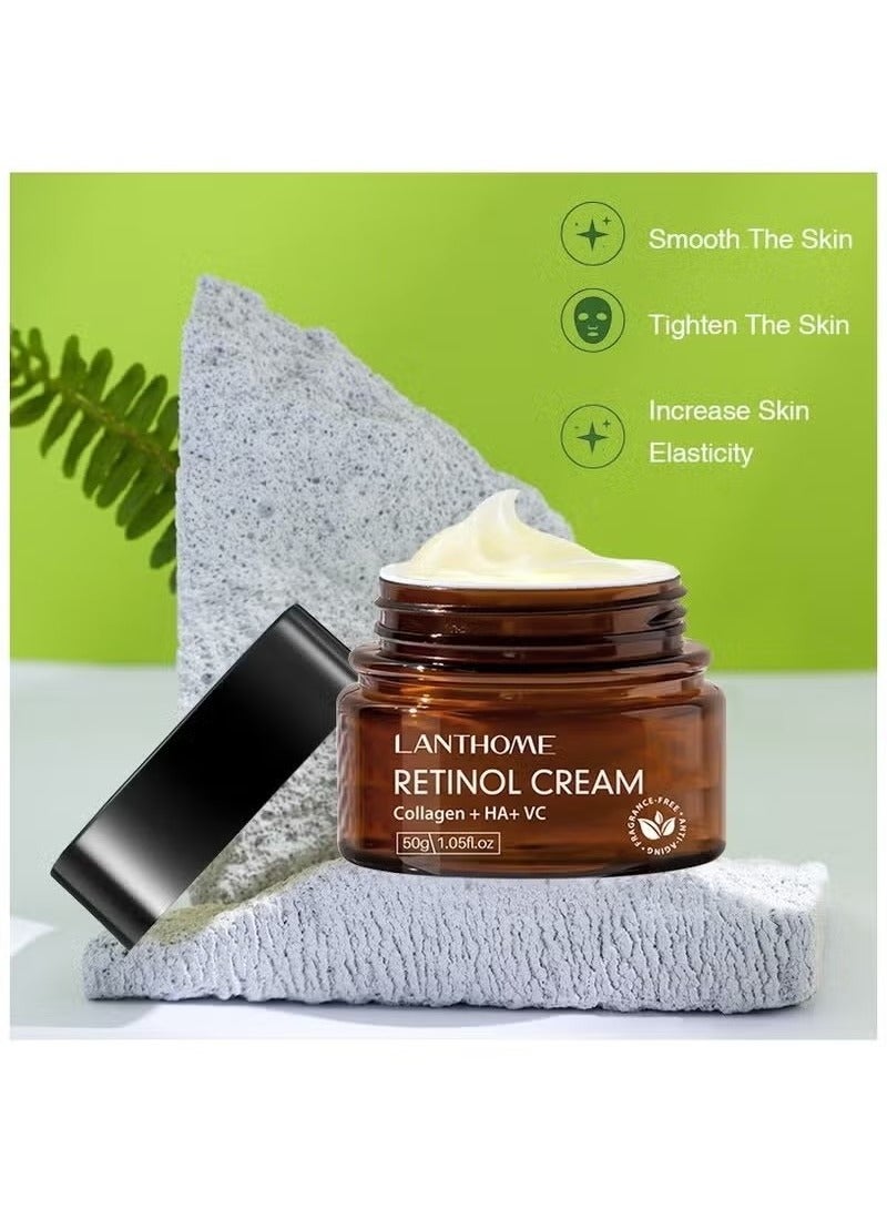 Lanthome 50g Retinol Cream for Face Retinol Face and Body Cream Reduce File Lines and Wrinkles with Collagen Hyaluronic Acid Vitamin C and 2.5% Retinol Anti Aging Tighten and Smooth Skin Retinol Cream - Image 3