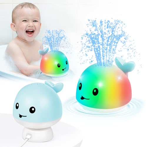 Gigilli Baby Boy Whale Bath Toy Easy Charging Bath Toys for Kids Ages 13 Light Up Bath Fountain Toy 61218 Months Toddler Bath Toy Sprinkler Baby Easter Basket Stuffers Birthday 1 2 3 Gifts - Image 1
