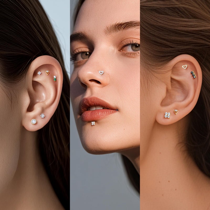 limerencia 18G Titanium Body Piercing Jewelry, 2PC Hypoallergenic Internally Threaded Flat Back Stud Earrings for Tragus/Nose/Helix/Conch/Lip/Labret/Cartilage Earrings for Women Men(Silver,Flower) - Image 3