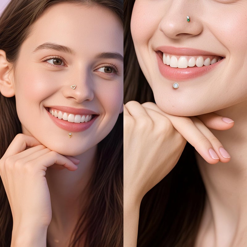limerencia 18G Titanium Body Piercing Jewelry, 2PC Hypoallergenic Internally Threaded Flat Back Stud Earrings for Tragus/Nose/Helix/Conch/Lip/Labret/Cartilage Earrings for Women Men(Silver,Flower) - Image 4