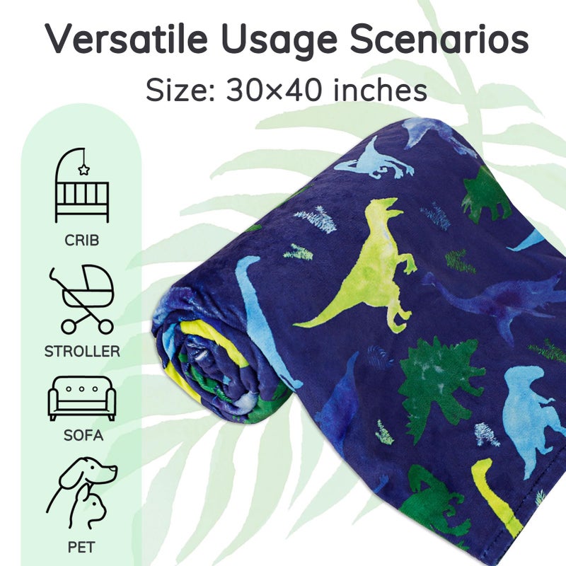 TANOFAR Super Soft Fleece Dinosaur Toddler Blanket with Dotted Backing, Multicolor Printed - Image 4
