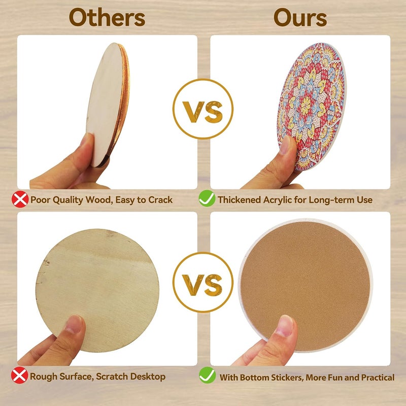 Vcekract Diamond Painting Coasters, 6 Pcs Mandala DIY Craft Kit for Adults - Image 3