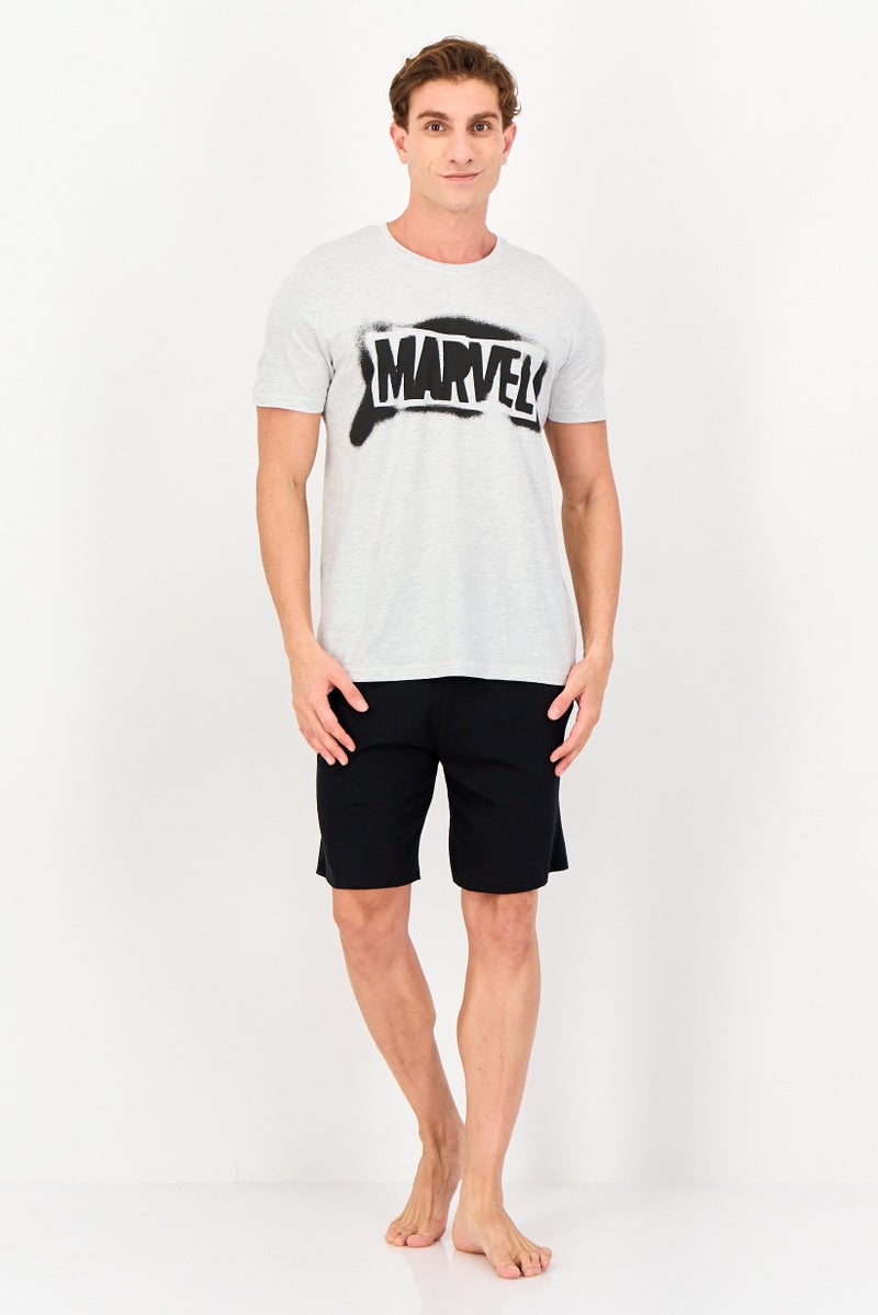 MARVEL Men 2 Pieces Brand Logo T-Shirt And Shorts Pyjama Set, Multicolor - Image 1