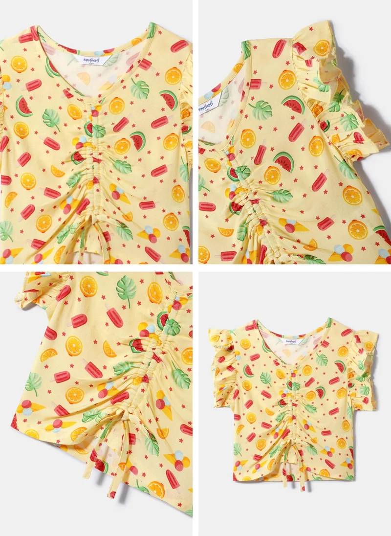 Nautinati  Nautinati Yellow Printed Top for Girls for Women | Best Price UAE
