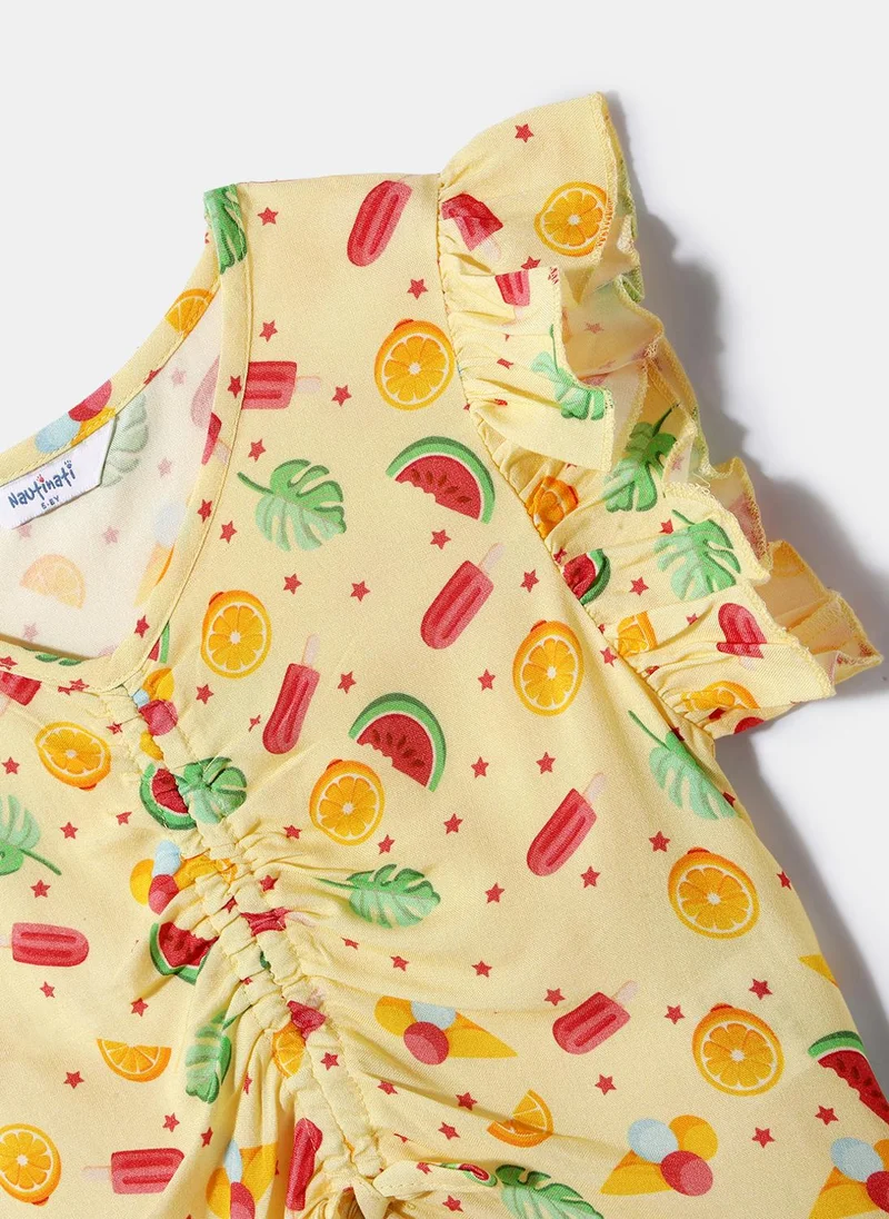 Nautinati  Nautinati Yellow Printed Top for Girls for Women | Best Price UAE