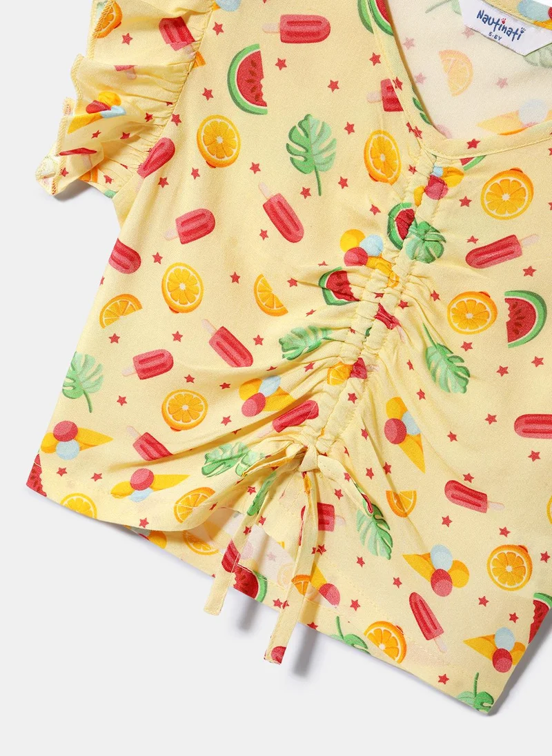 Nautinati  Nautinati Yellow Printed Top for Girls for Women | Best Price UAE
