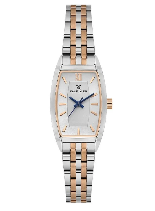 DANIEL KLEIN Women's Stainless Steel Silver Alloy Case Analog Silver Barrel Sunray Dial Japanese Quartz Premium 30 Meters Water Resistant