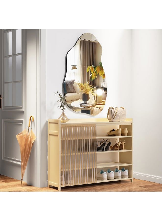 Hasipu 31” x 20” Irregular Wall Mirror, Asymmetrical Mirrors, Decorative Frameless Mirror for Living Room Bathroom Entryway, Hanging Vanity Mirror - Image 2