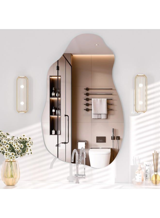 Hasipu 31” x 20” Irregular Wall Mirror, Asymmetrical Mirrors, Decorative Frameless Mirror for Living Room Bathroom Entryway, Hanging Vanity Mirror - Image 3