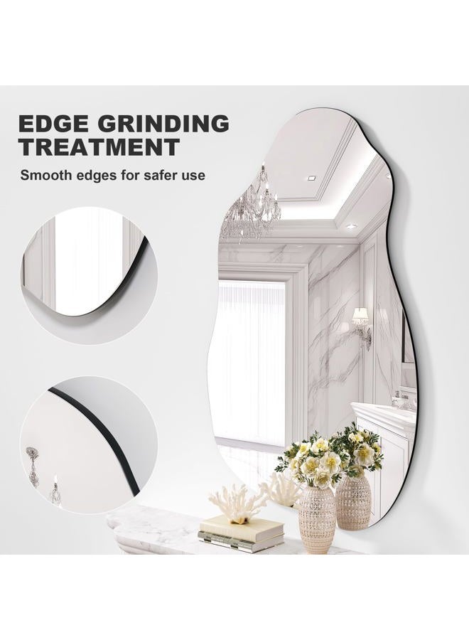 Hasipu 31” x 20” Irregular Wall Mirror, Asymmetrical Mirrors, Decorative Frameless Mirror for Living Room Bathroom Entryway, Hanging Vanity Mirror - Image 4