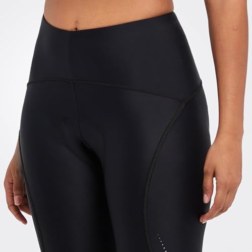 baleaf Women's Bike Pants High Waist 4D Padded Cycling Capris Shorts 3/4 Biking Tights Pockets UPF50+ Black L - Image 5