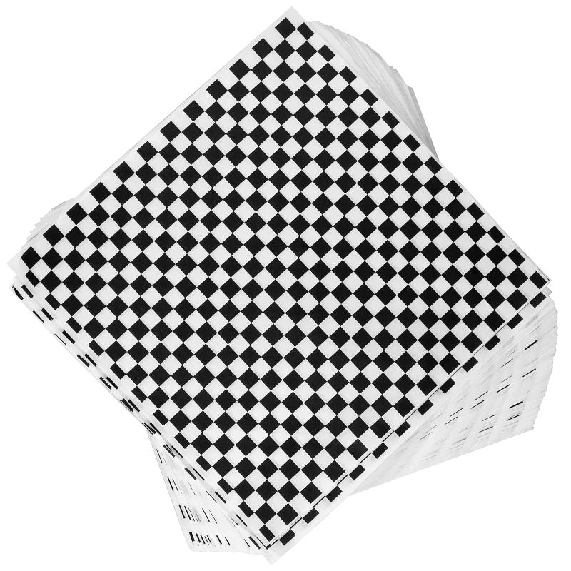 Oomcu Oomcu 200 Sheets Black and White Checkered Dry Waxed Deli Paper Sheets Paper Liners for Plastic Food Basket Special for Wrapping Bread and Sandwiches115x115