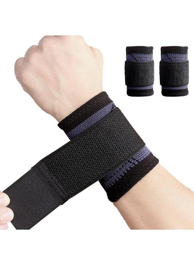 Beauenty 2 Pack Wrist Brace Carpal Tunnel, Wristbands Compression Wrist Strap, Wrist Wraps Support Sleeves for Work Fitness Weightlifting Sprains Tendonitis Pain Relief Breathable (Black, L) - Image 1