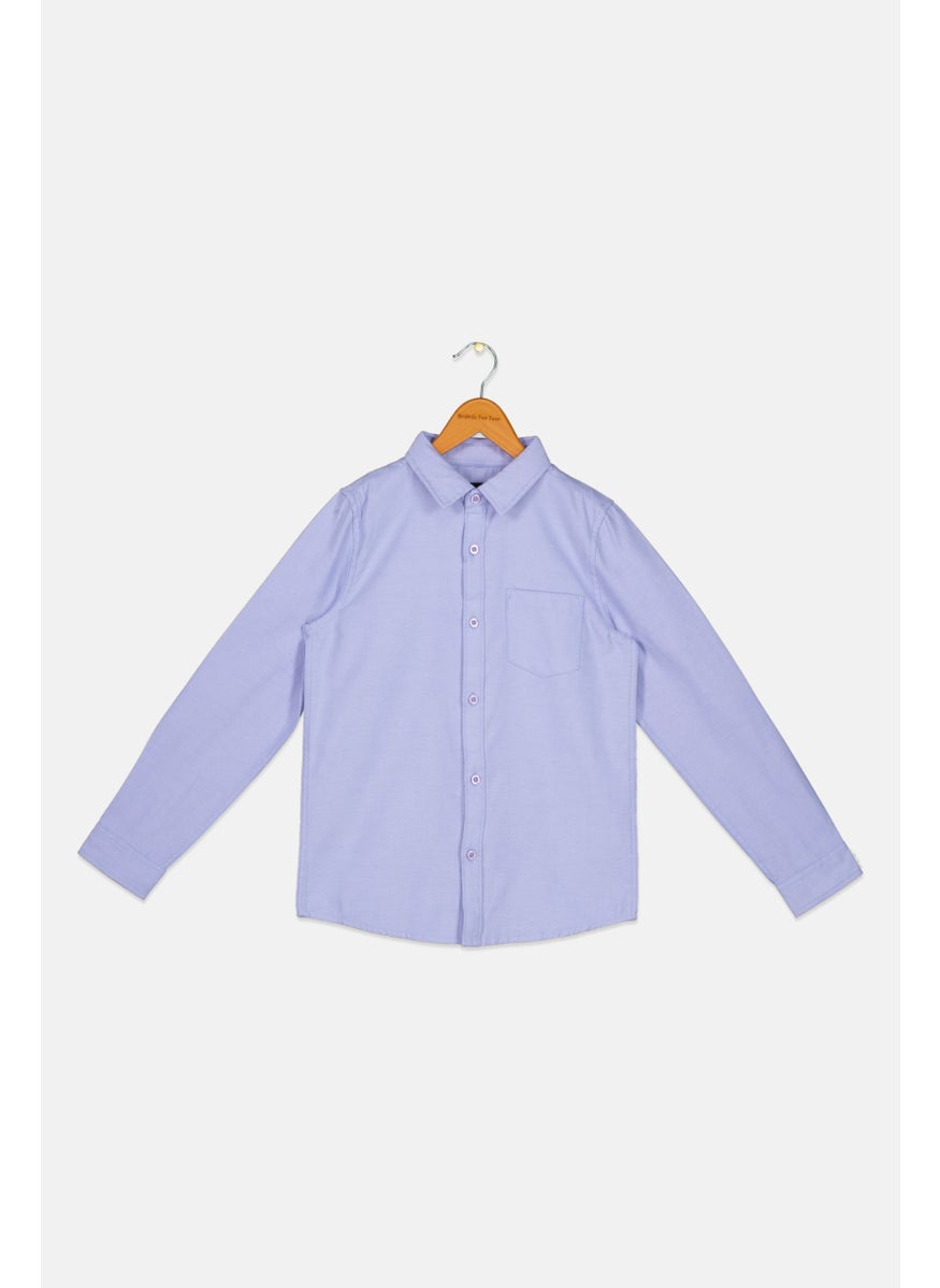 Ocean Pacific Kids Boy Long Sleeve Solid Casual Shirt, Light Blue  - Image 1
