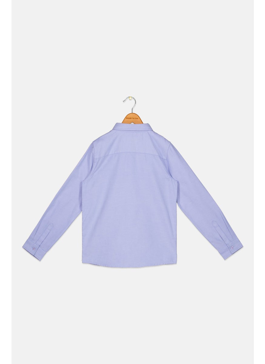 Ocean Pacific Kids Boy Long Sleeve Solid Casual Shirt, Light Blue  - Image 2
