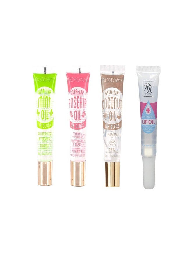 Ruby Kisses Broadway Vita-Lip Clear Lip Gloss (4 Pack Mint, Rosehip, Coconut Oil, Lip Oil Treatment), Ultra-Hydrating & Soothing Formula with Multi-Vitamins, High-Shine Non-Sticky Finish Lip Balm - Image 1