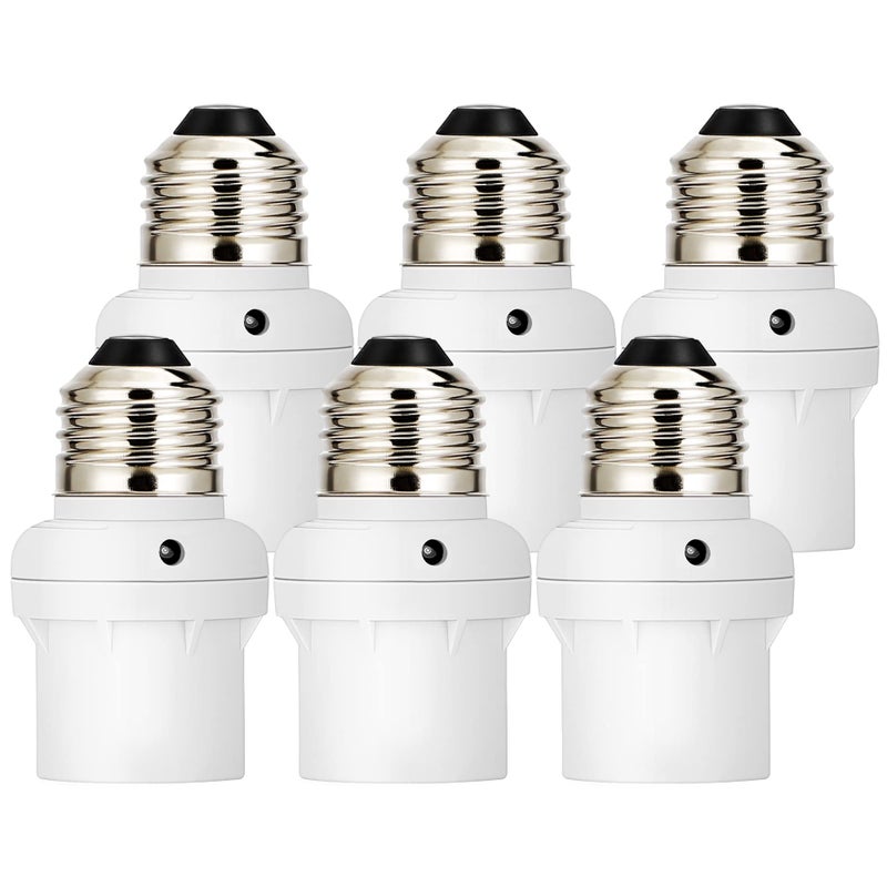 DEWENWILS DEWENWILS Light Sensor Socket, E26 E27 Dusk to Dawn Light Bulb Sockets for Light Fixtures, Compatible with Incandescent/CFL/LED/Halogen Bulbs, ETL Listed, 6 Pack, White  - Image 1